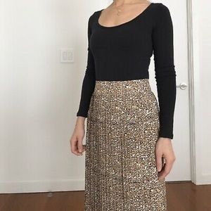 J. Crew leopard print midi pleat skirt